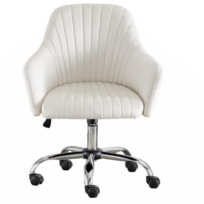 Accent chair Modern home office leisure chair with adjustable velvet height and adjustable casters - Beige
