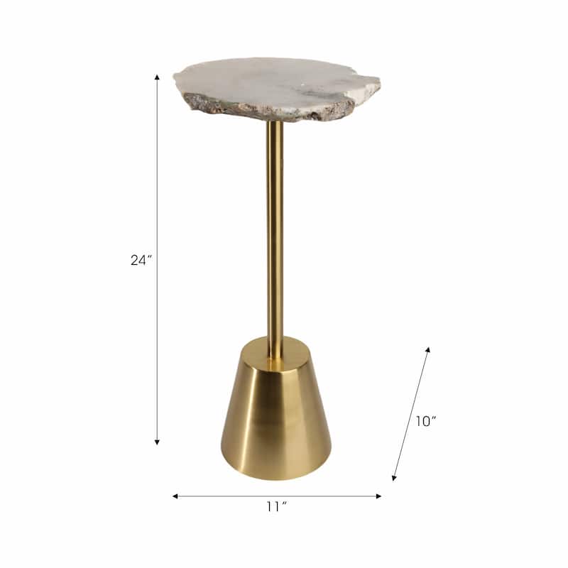 Freeform Agate Natural Edge Side Table with Metal Base