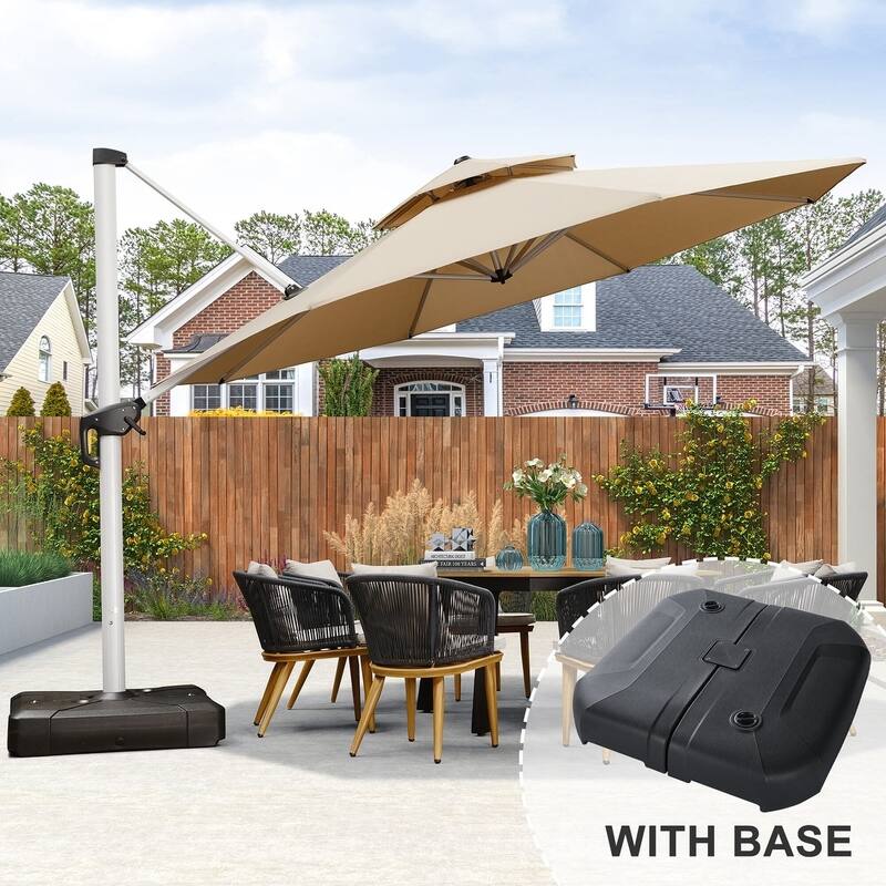 PURPLE LEAF 11ft Square Patio Cantilever Umbrella with Base