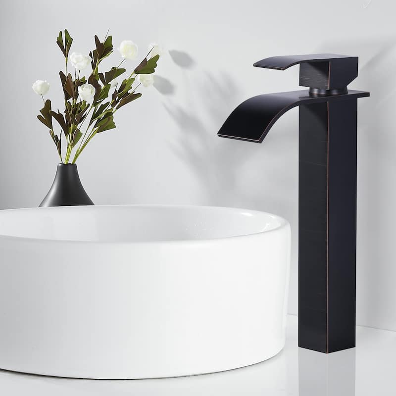 WOWOW Single Handle Single Hole Waterfall Bathroom Vessel Faucet
