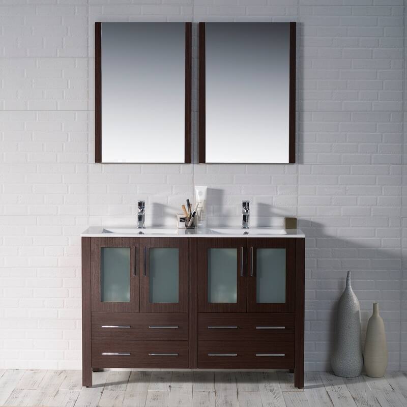 Blossom Solid Wood Double Bathroom Vanity w/ Ceramic Sink & Base