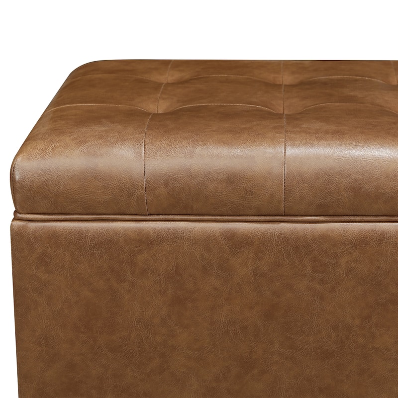 Adeco 35" Tufted Rectangular Storage Ottoman Bench