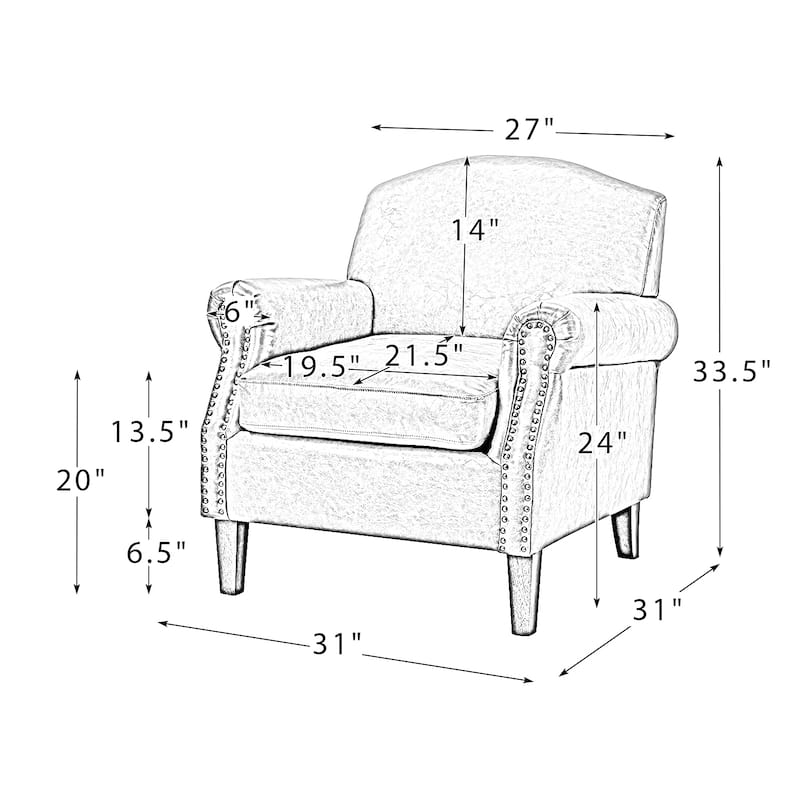 Giampiero Transitional Faux Leather Arm Chair with Nailhead Trim by HULALA HOME