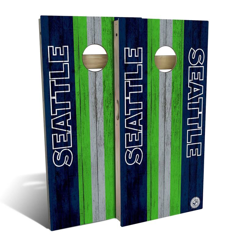Seattle Football Outdoor Cornhole Board Set - Backyard 2x4 - Include ALL Accessories