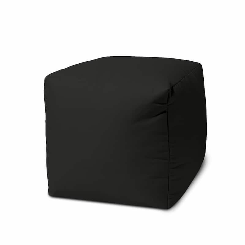 HomeRoots 17" Cool Jet Black Solid Color Indoor Outdoor Pouf Cover - 17' X '17' X '1