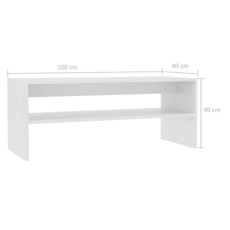 vidaXL Coffee Table White 39.4"x15.7"x15.7" Chipboard