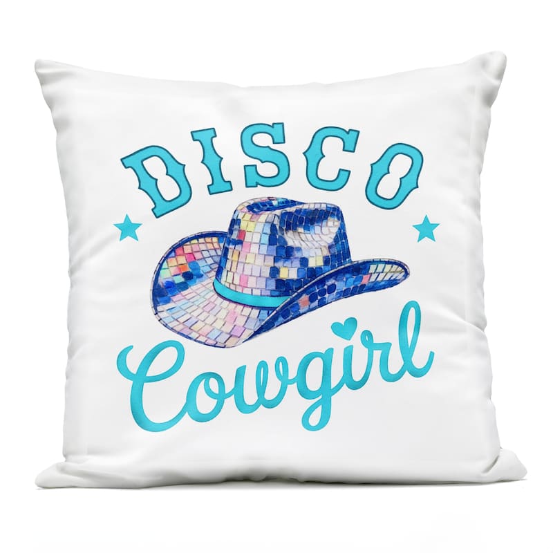 Stupell Turquoise Disco Cowgirl Printed Outdoor Throw Pillow Design by Amanda Greenwood - Accent - Polyester - Blue - Single