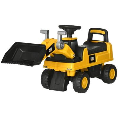 Kids Excavator Ride-On Car with Digging Bucket and Horn Anti-Roller Device and Smooth Tires - 30.7" L x 11.6" W x 21.3" H