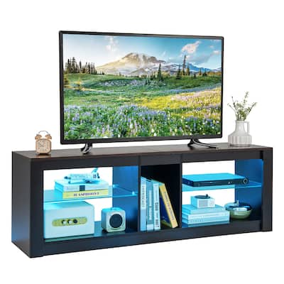 Gymax TV Stand w/ LED Light for TVs up to 65 inch w/ Adjustable