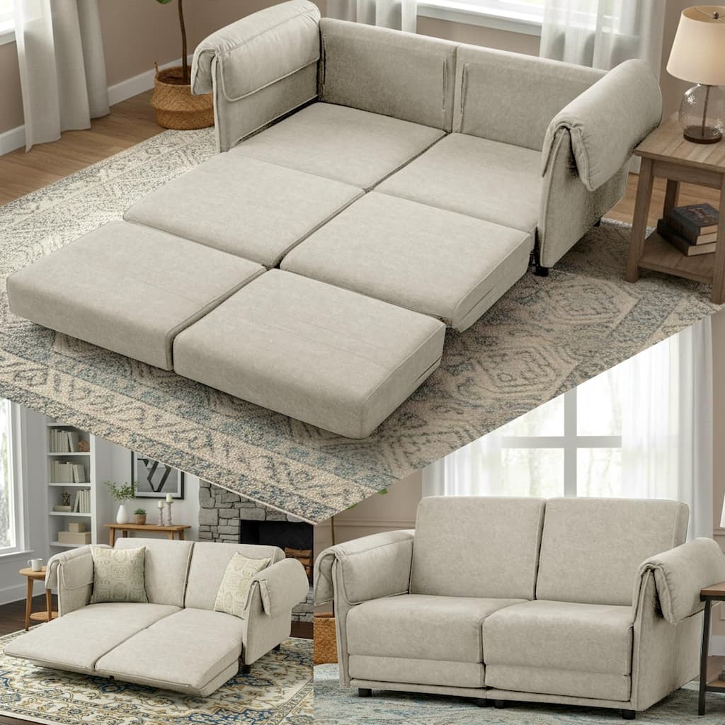 65" Loveseat Sleeper Sofa, Convertible Couch Bed Loveset Small Couchs for Living Room