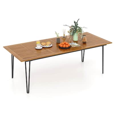 Costway 86.5-Inch Outdoor Dining Table with Acacia Wood Tabletop & - See Details