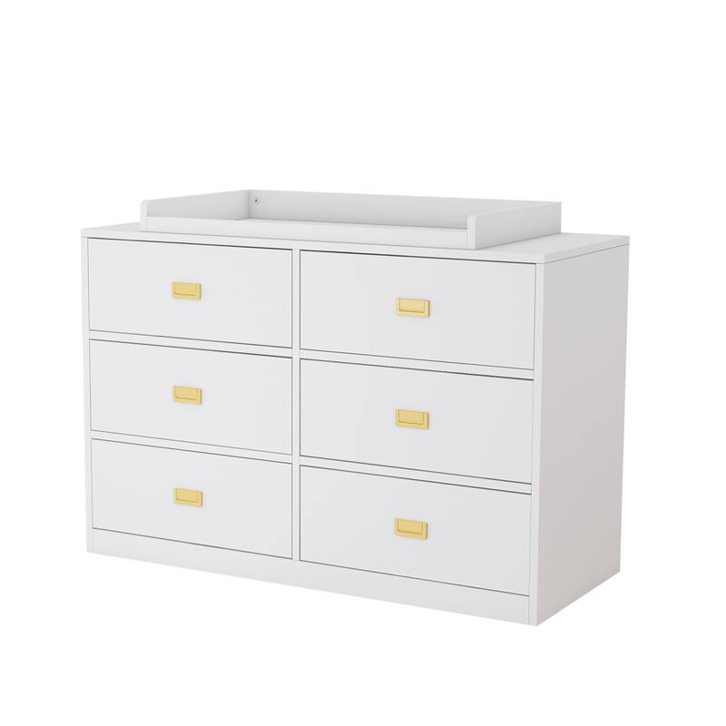 6-Drawer Dresser Change Table With Large Storage Space Chest Cabinet