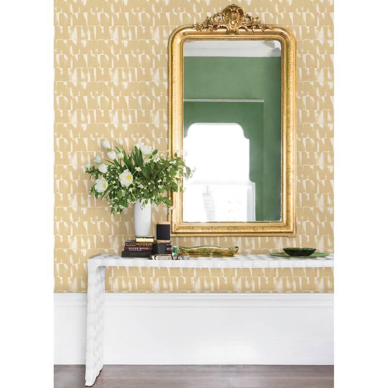 A-Street Prints Bancroft Gold Artistic Stripe Wallpaper