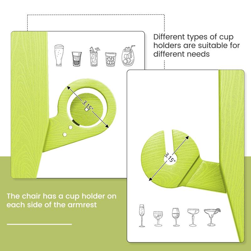 HDPE Modern All weather Adirondack Chairs with Cup-holders