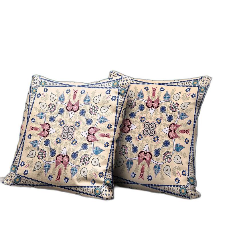 HomeRoots 20" x 20" Beige Blown Seam Paisley Indoor Outdoor Throw Pillow - 20.00' X '5.00' X '20.00