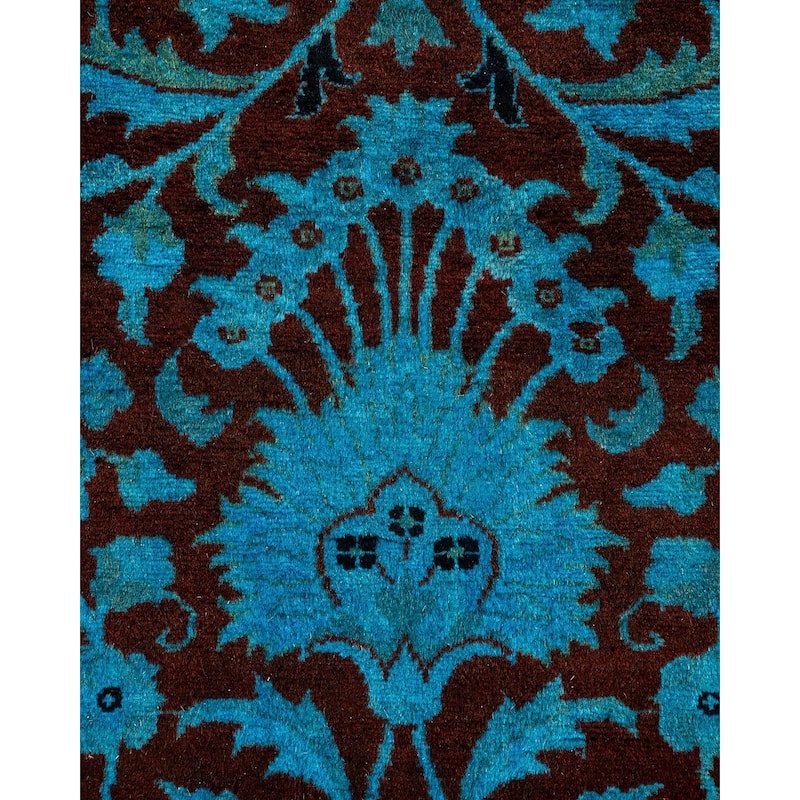 Overton Hand Knotted Wool Vintage Inspired Modern Contemporary Overdyed Blue Area Rug - 4' 1" x 6' 1"