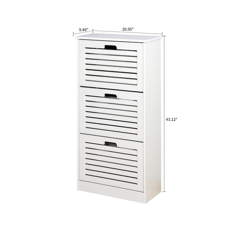 Modern Stylish Wooden Shoe Storage Cabinet, White