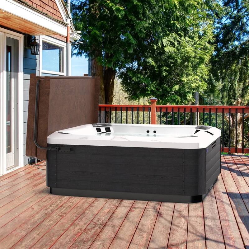 Domi Spa Cover Lift, Full Aluminum Hot Tub Cover Lifts Side Mounted Cover Lifter with Removal System - Dark Brown