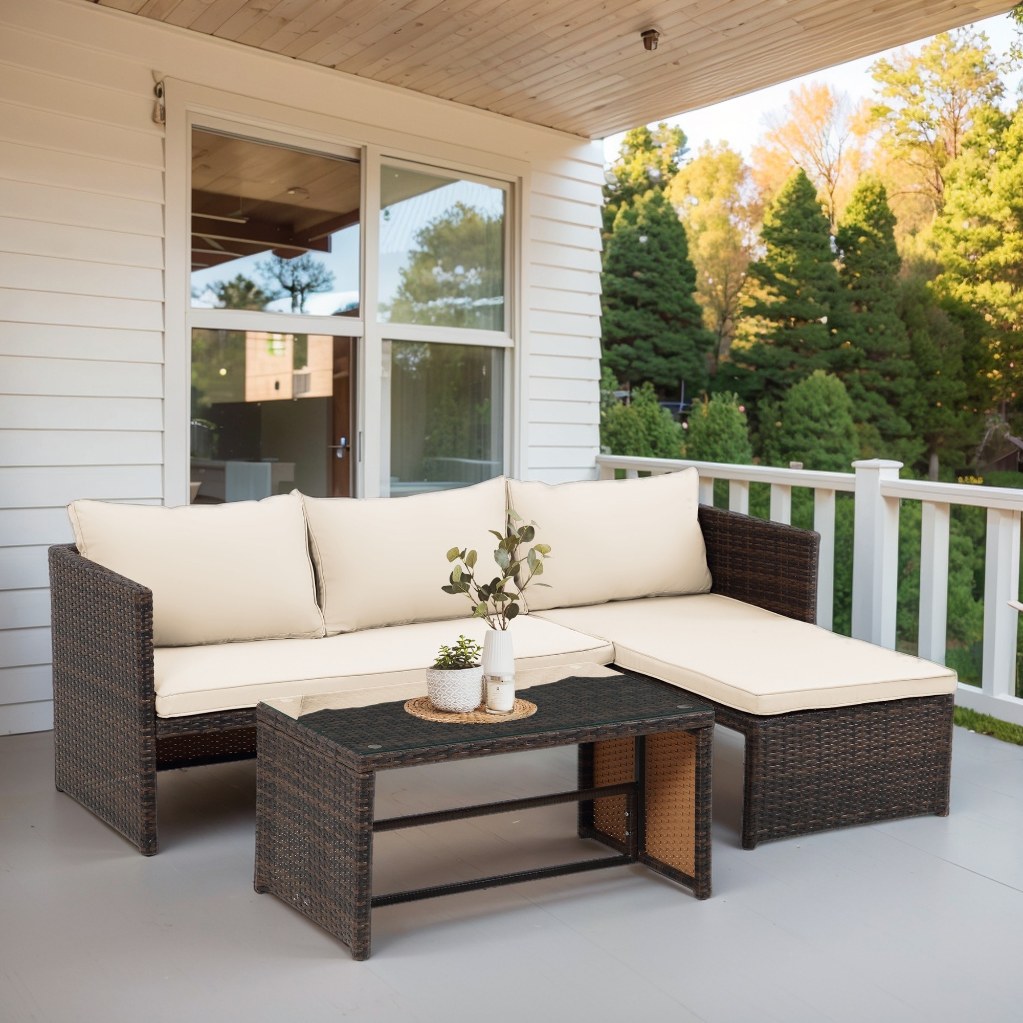 Clifford faux rattan sofa with cushions best sale