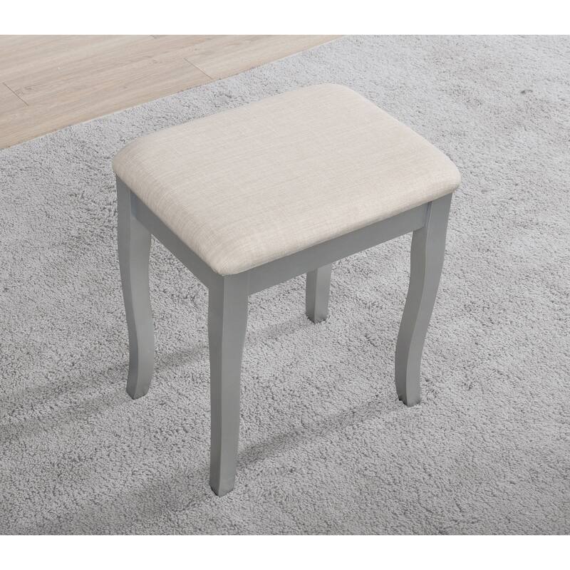 European Dressing Table, Stool Set with Drawers and Mirror