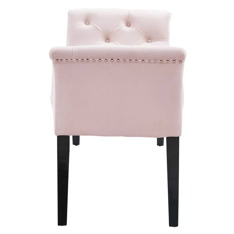 Velci-Velvet Tufted Bench with Stud Detail