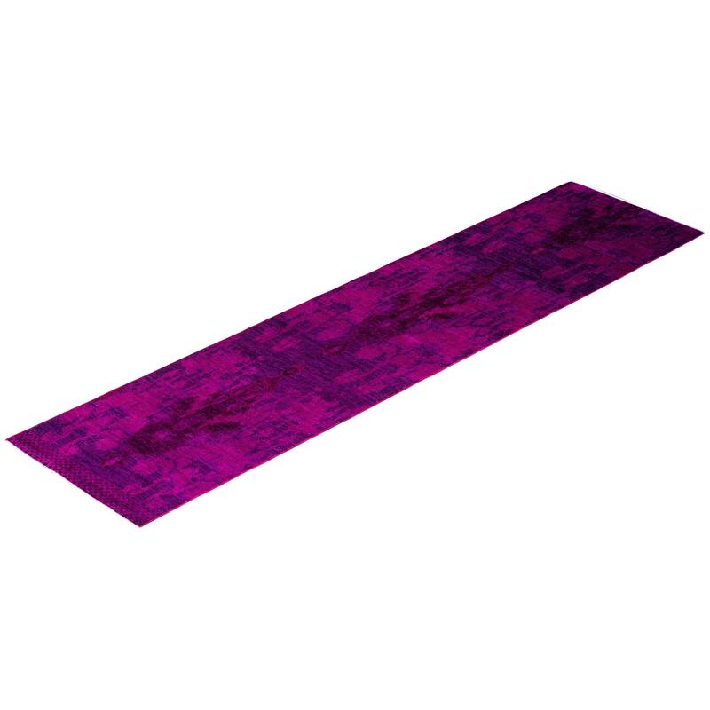 Modern One-of-a-Kind Hand-Knotted Runner Rug - Pink, 2' 6" x 10' 3" - 2' 6" x 10' 3"