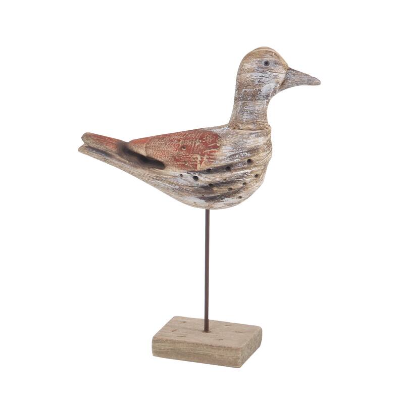 Brown Empress Wood Coastal Sculpture Bird (Set of 3) - 11 x 3 x 14