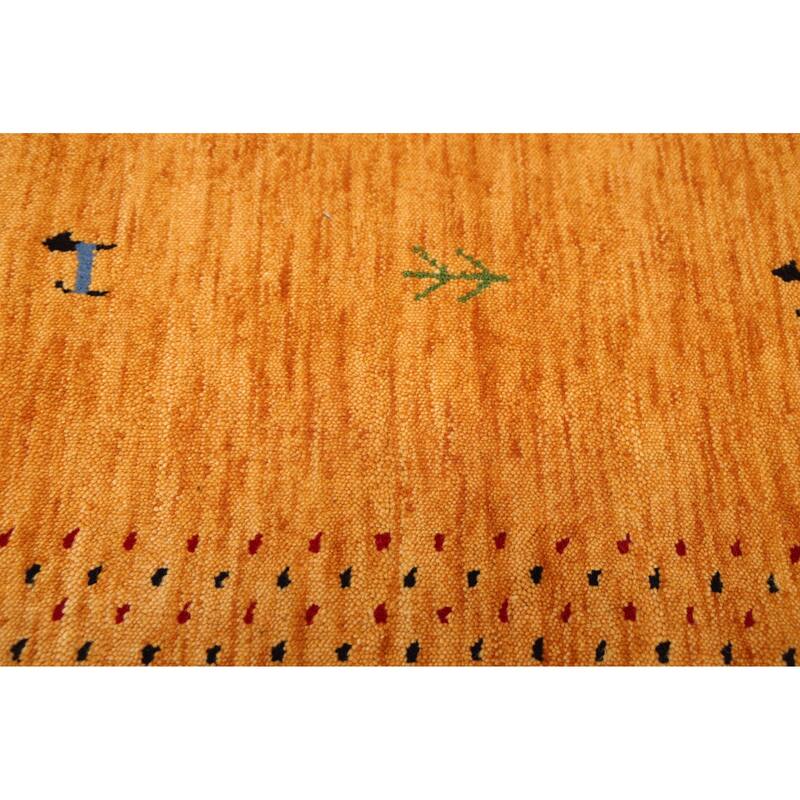 ECARPETGALLERY Hand Loomed Kashkuli Gabbeh Light Orange Wool Rug - 5'0 x 8'2