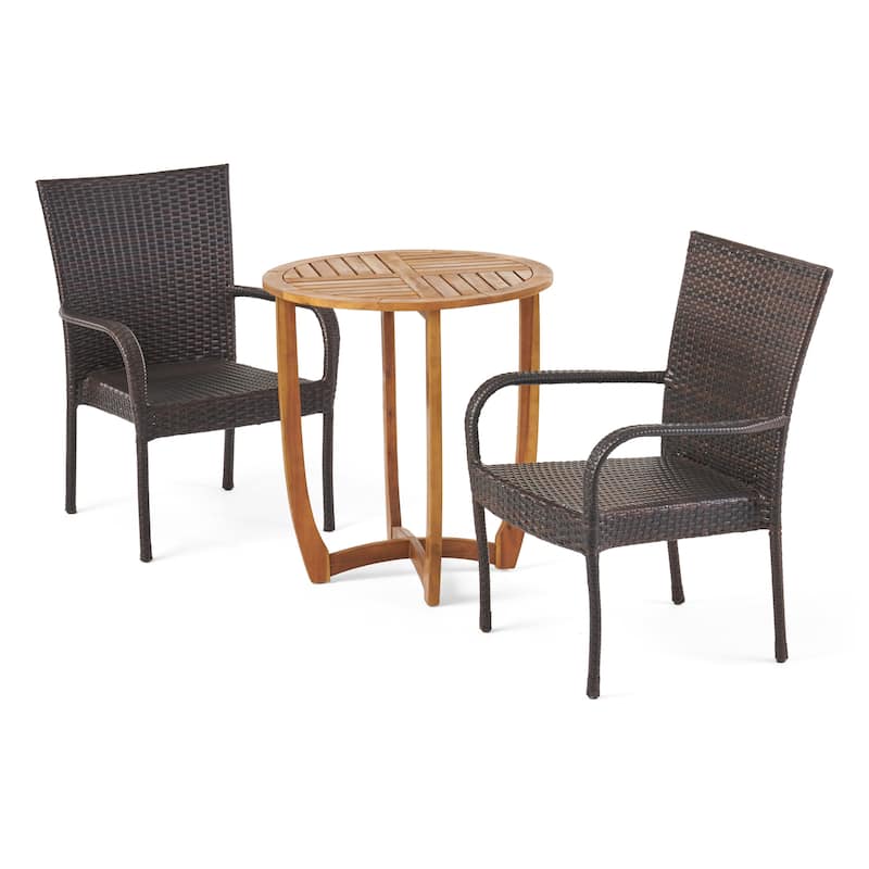 Camden Outdoor 3 Piece Wicker Bistro Set by Christopher Knight Home