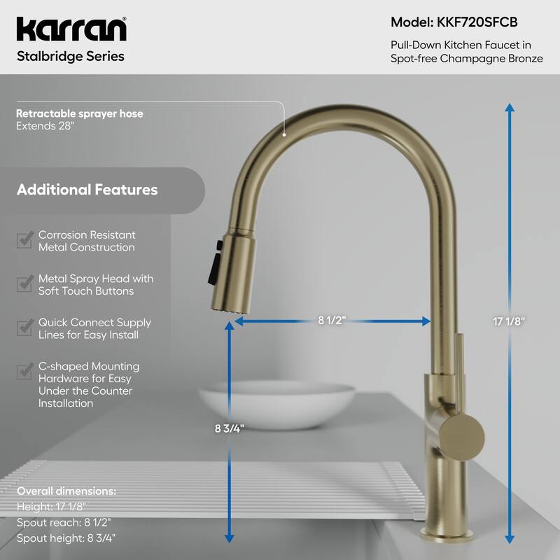 Karran Stalbridge Single Handle Pull-Down Sprayer Kitchen Faucet