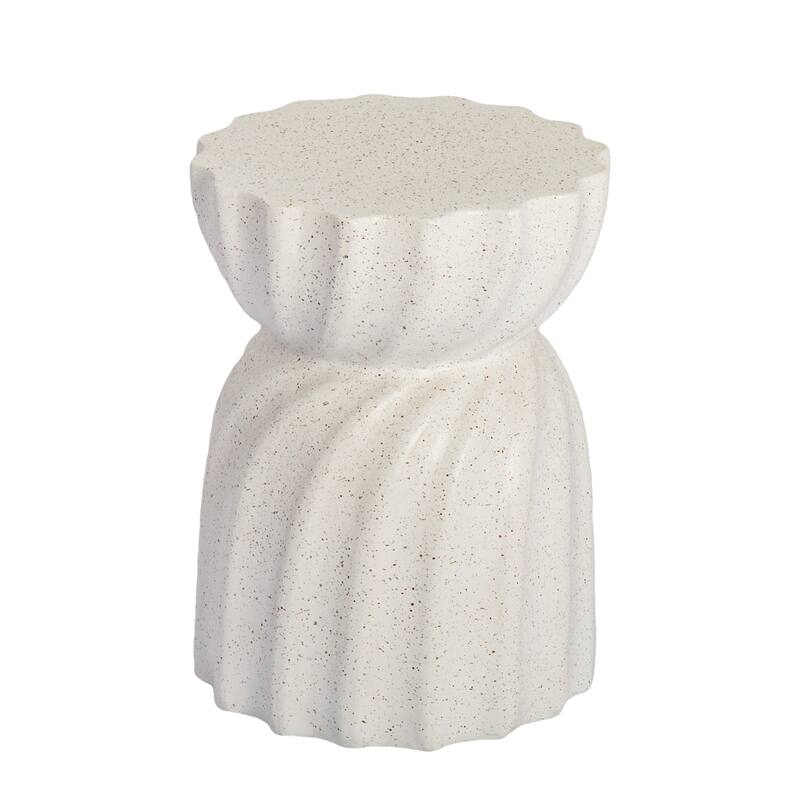 VENTOPYR Outdoor Patio Concrete 14" Side Table Garden Stool Log Table - 1pc - Spotted White