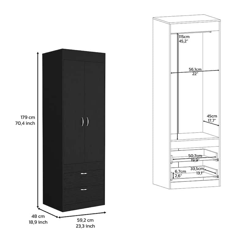 Armoire Two Drawers - Black