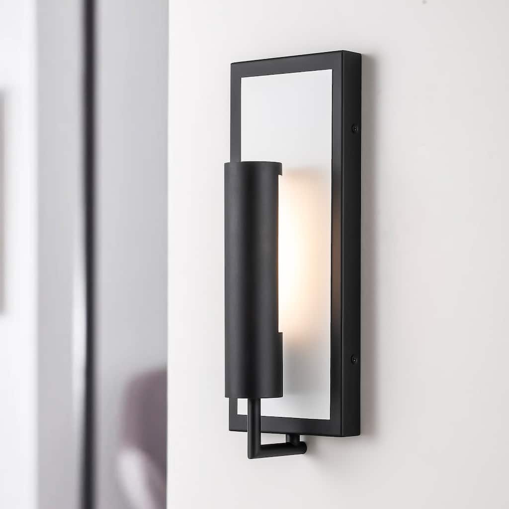1-Light Modern Black Wall Lights Rectangular Integrated LED Outdoor Wall Sconce Lantern Light - 5 in. W x 13.9 in. H x 3.5 in. D