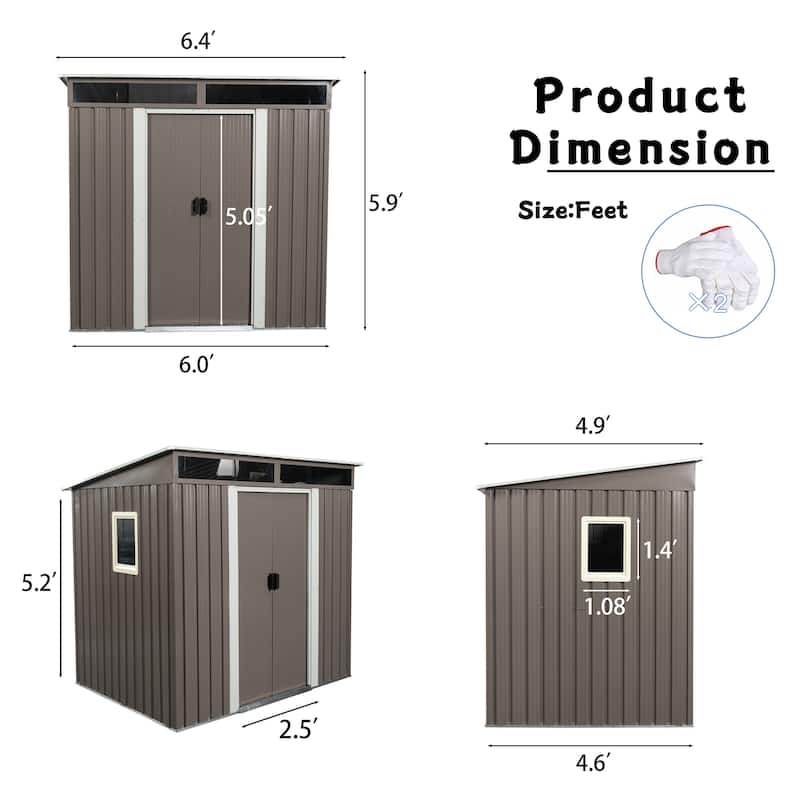 6 x 5FT Outdoor Metal Storage Shed With window