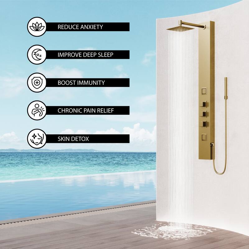 VIGO Rector 55" H x 6" W 2-Jet Retro Shower Panel with Square Shower Head