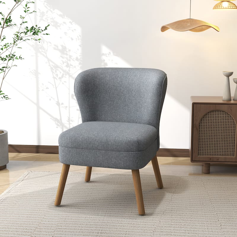 Linen Armless Accent Chair Slipper Chair