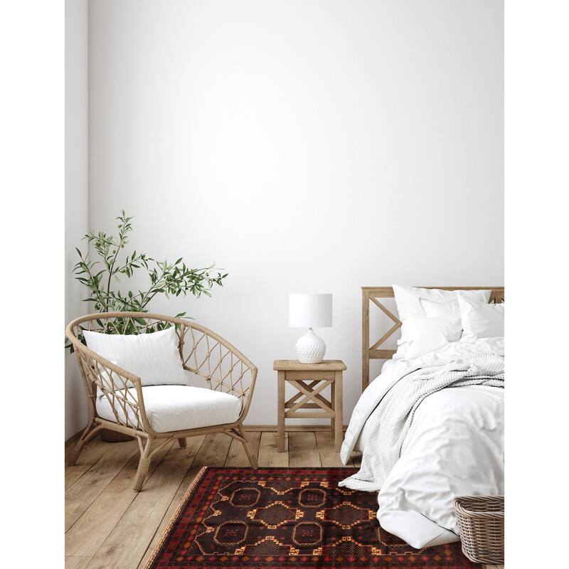 Teimani Black, Brown Rug 4'3" x 6'1" - 4'3 x 6'1