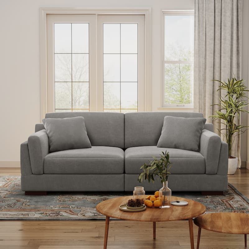 90.2"W Corduroy Upholstered Living Room Sofa