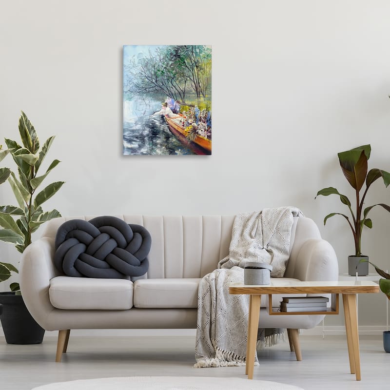 Stupell Woman in Floral Filled Boat Canvas Wall Art Design By Lucille Lee