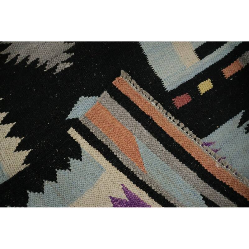 Hand Woven Oriental 100% Wool Carpet Southwestern Tribal Purples Kilim Area Rug - 9' 11'' X 8' 3''