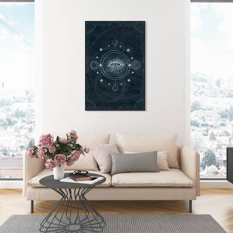 Oliver Gal 'Astrology Eyes V' Spiritual and Religious Wall Art Framed Canvas Print Astrology - Blue, White