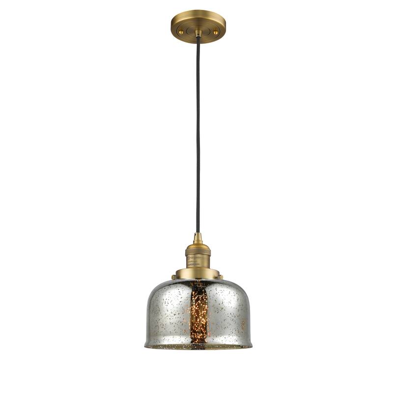 Innovations Lighting Franklin Restoration Bell - 1 Light 8" Cord Hung Mini Pendant - Silver Plated Mercury/Brushed Brass