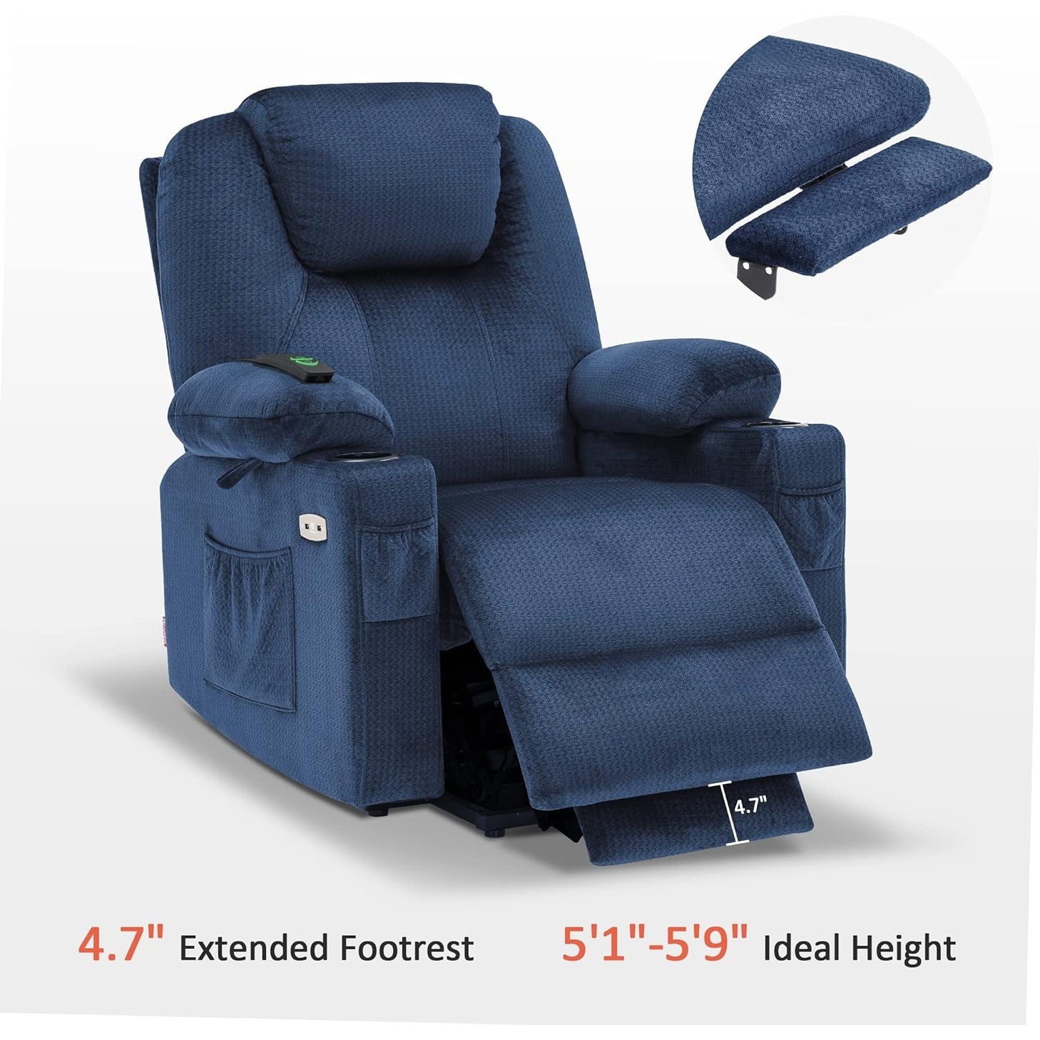 MCombo Electric Power Lift Recliner Chair with Massage and Heat for  Elderly, Extended Footrest, USB Ports, Fabric 7529 - On Sale - Bed Bath &  Beyond - 34440325