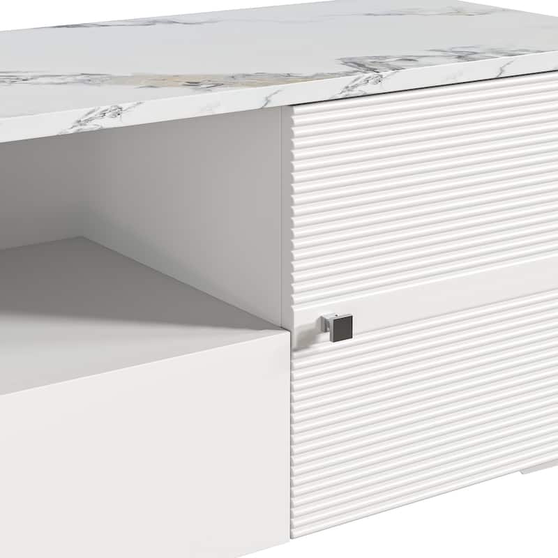 Stylish 70-Inch TV Stand with Marble-Printed Top - 70" in Width