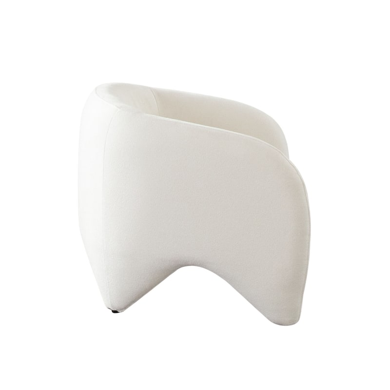 Kiol Accent Chair, 33 Inch, White Padded Polyester Curved Design