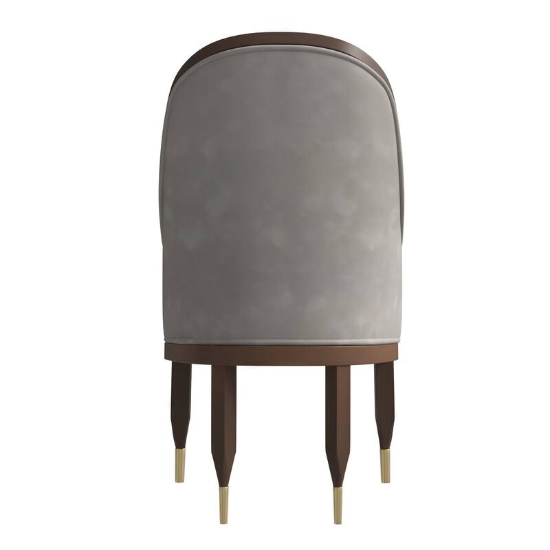 Belle Upholstered Leather Dining Chair Rubberwood Legs with Gold Caps Set of 2