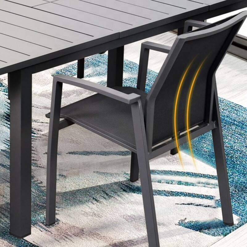 Set of 4 Aluminum Patio Dining Chairs, 22.44" Stackable Gray Chairs