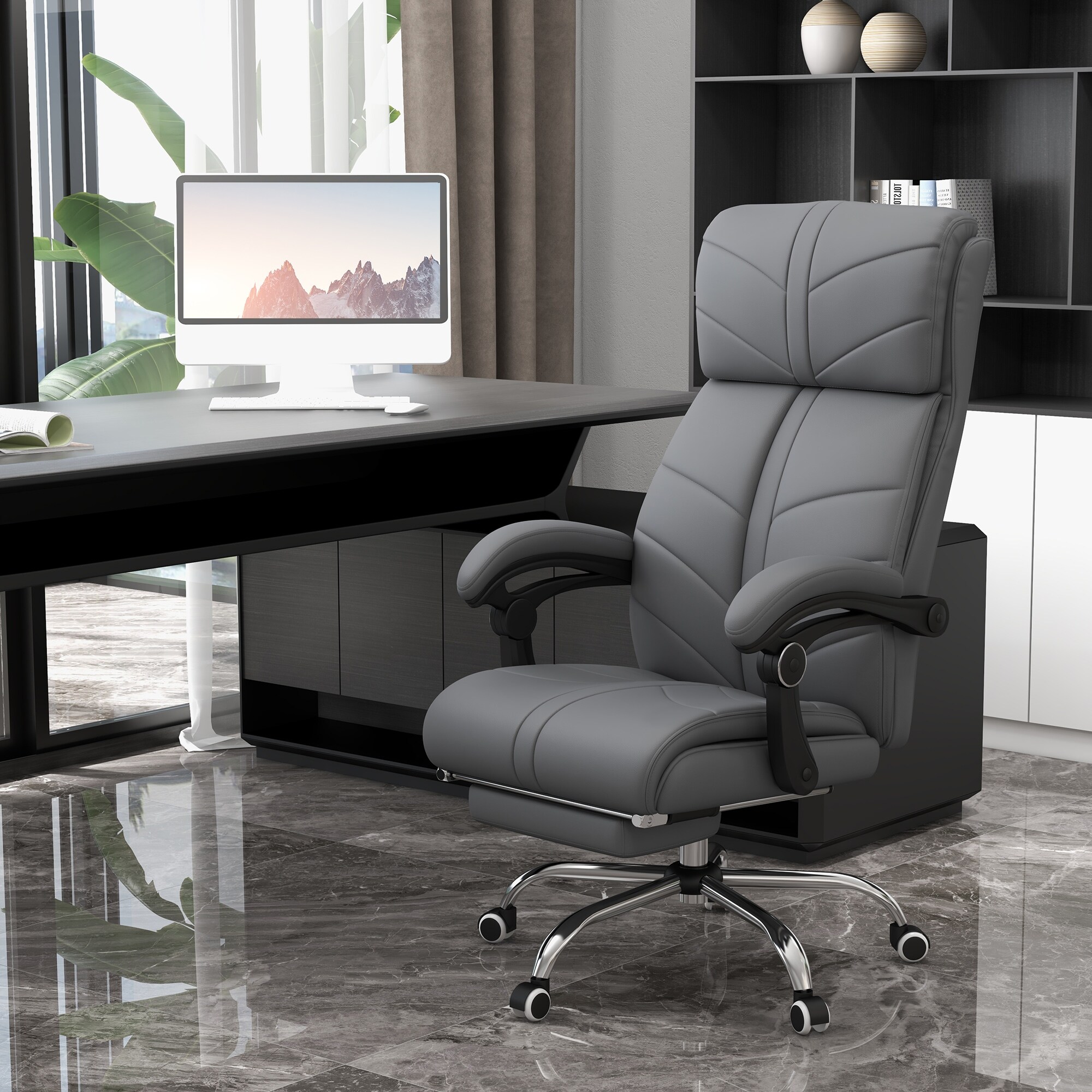 Apartment Executive Office Chair Vibration Heated Massage Chair PU Leather Reclining Chair Lift Swivel Sofa Chair