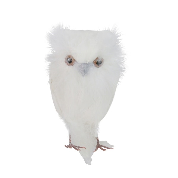 6 5 White Feathered Snow Owl Bird Figure N A