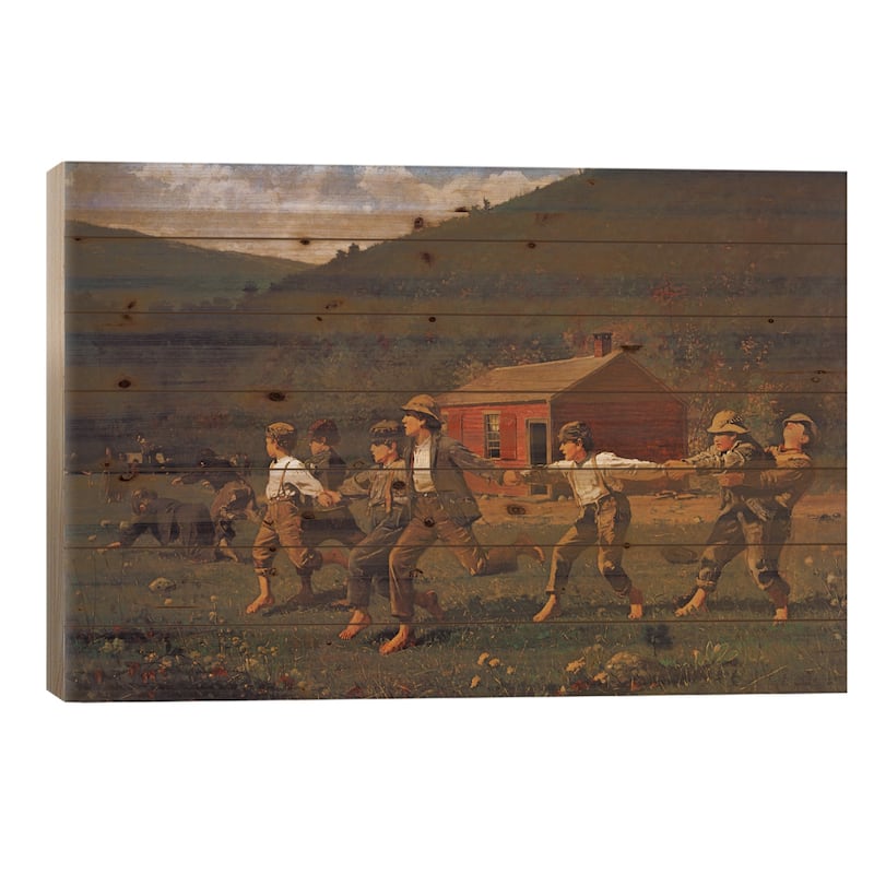 Snap The Whip (Butler Institute Of American Art) Print On Wood by Winslow Homer - Multi-Color - 26x40x1.5